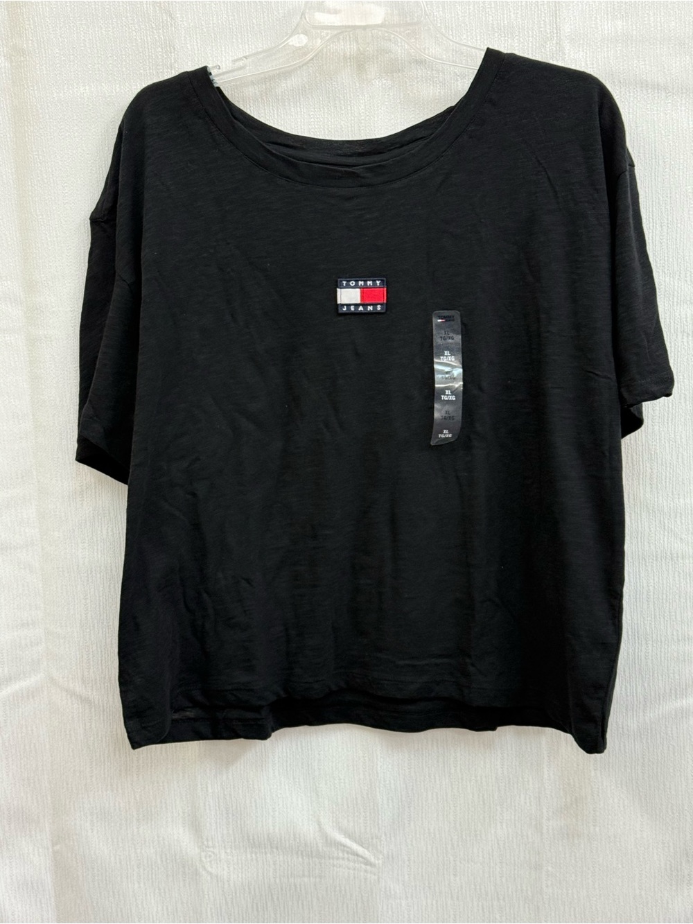 Tommy Hilfiger Black Short Sleeve Tee with Flag Patch